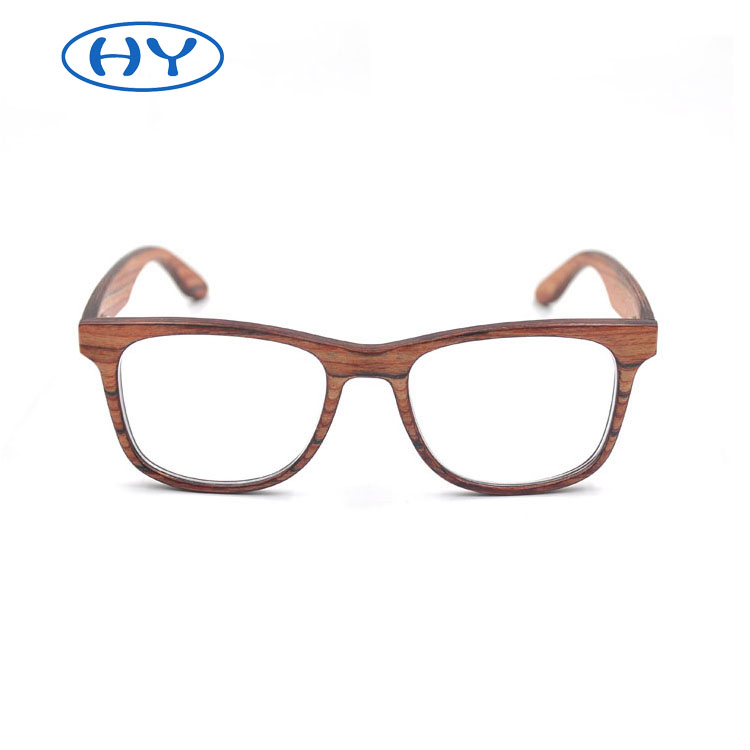 Classical style wooden temple glasses with optical lenses