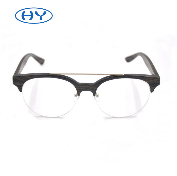High quality wooden half frame optical glasses