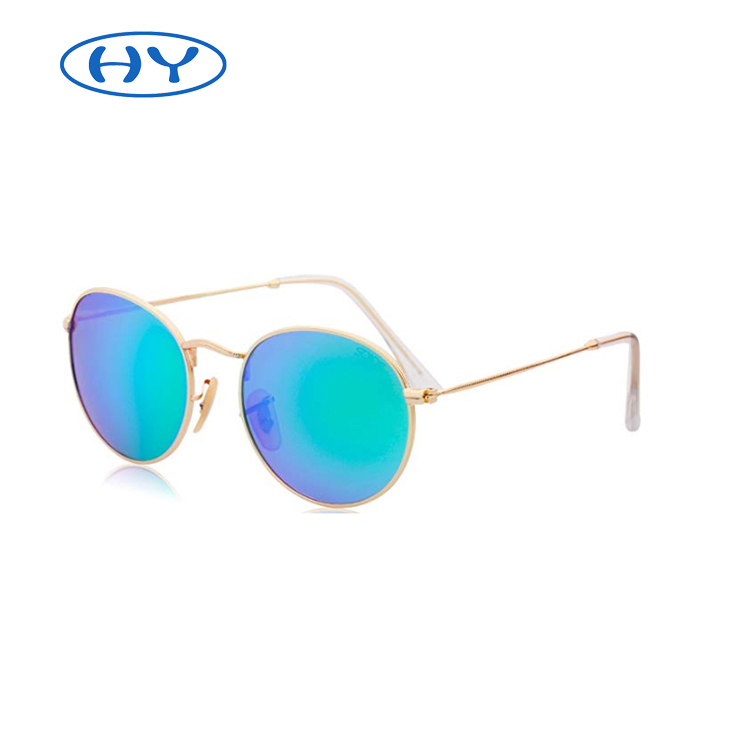 Small Round Polarized Sunglasses Mirrored Lens Unisex Glasses Metal Frame